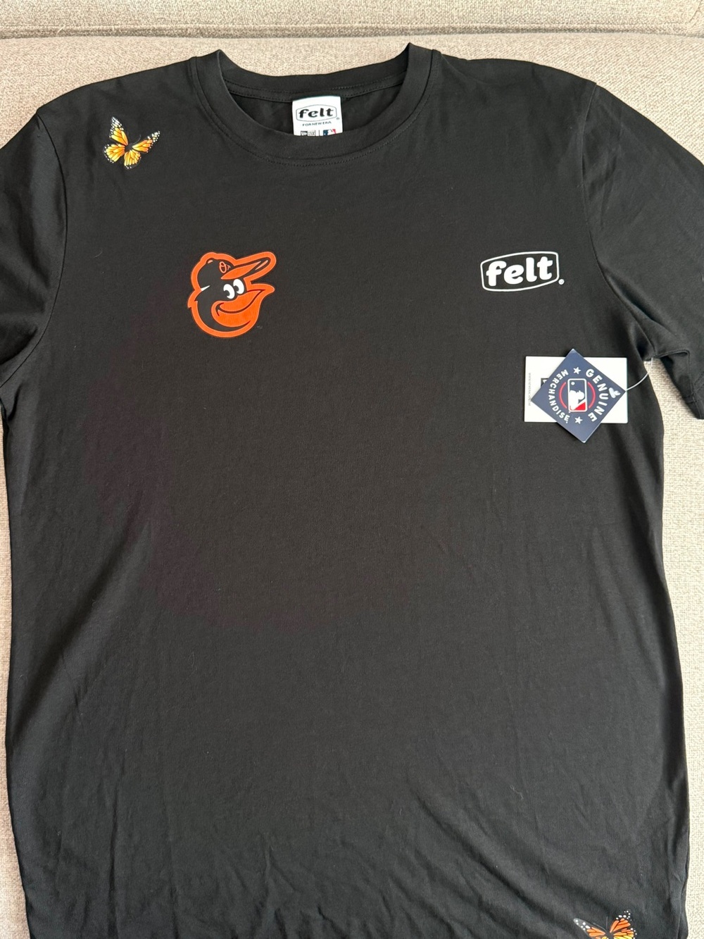 MLB Baltimore Orioles New Era Black Tee with White Felt Logo